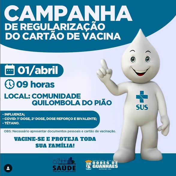 Campanha de Regularização de CARTÃO DE VACINA na Comunidade Quilombola do Pião.