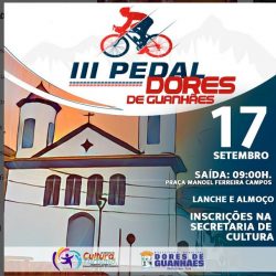 Vem aí o III Pedal de Dores de Guanhães no dia 17 de setembro de 2023. Serão 30 km de aventura com saída da Praça Manoel Ferreira Campos.