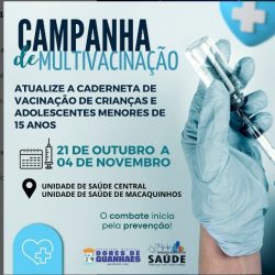 👶🏻👧🏻👦🏻 Atenção, pais e responsáveis! A Campanha de Multivacinação está acontecendo de 21 de outubro a 4 de novembro na Unidade de Saúde Central e Macaquinhos em Dores de Guanhães.