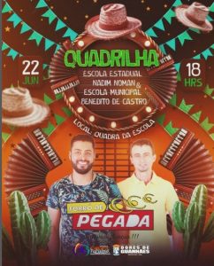 🎉 Vem aí mais uma festa junina super esperada! A Quadrilha da Escola Estadual Nadim Noman e Escola Municipal Benedito de Castro, será dia 22/06 às 18h.